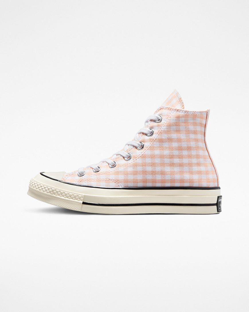 Women's Converse Chuck 70 Gingham High Top Shoes Coral / White | AU 14639J